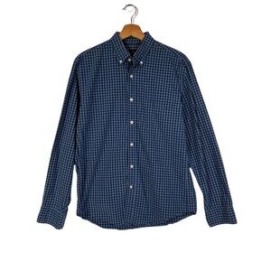 𝅺j. Crew Factory Men's Blue Checkered Long Sleeve Button Down Shirt size Medium